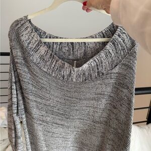 Free People Black and White Cowl Neck Sweater